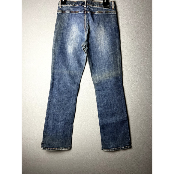 Vtg Bebe Jeans Womens Size 32 Mid Rise Flare Seamed Sandblast Wash Y2K USA Retro - Picture 3 of 10